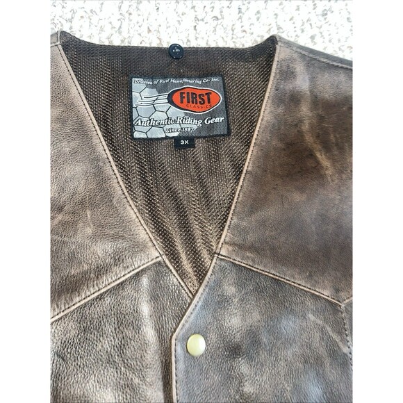 First Classics Men’s Brown 100% Leather Riding Motorcycle Vest 3X - Picture 4 of 11